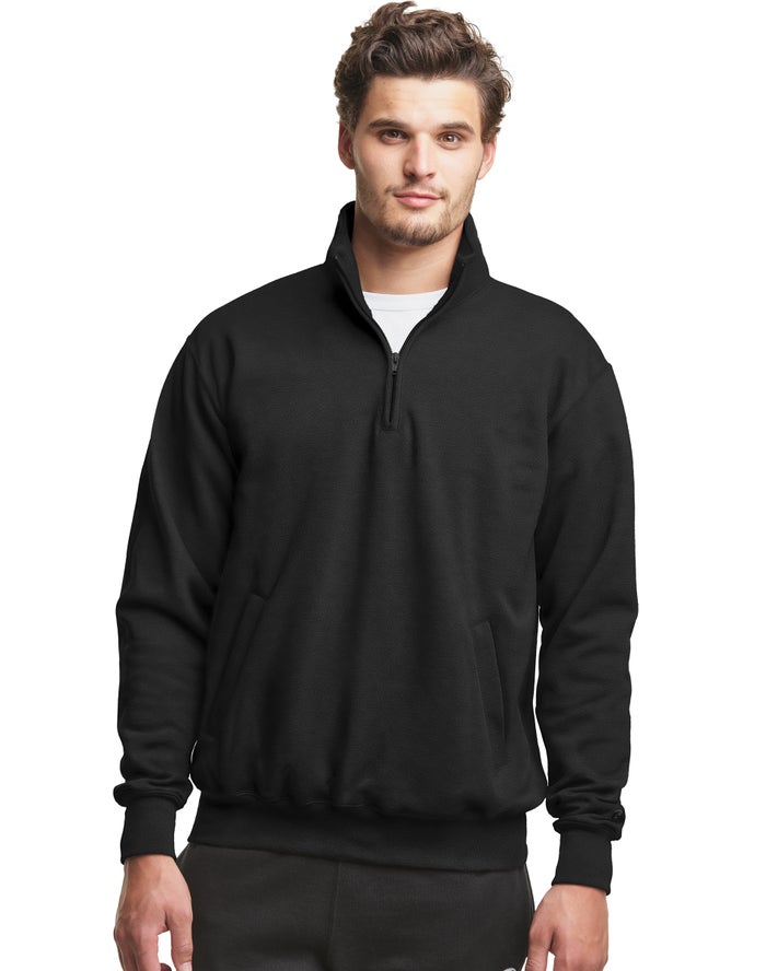 Champion Sweatshirt Heren - Zwart - Powerblend Fleece 1/4 Zip With Pockets ( 492607-DOQ )